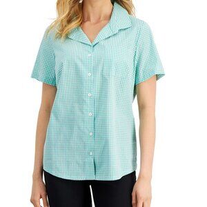 NWT Karen Scott Gingham button down